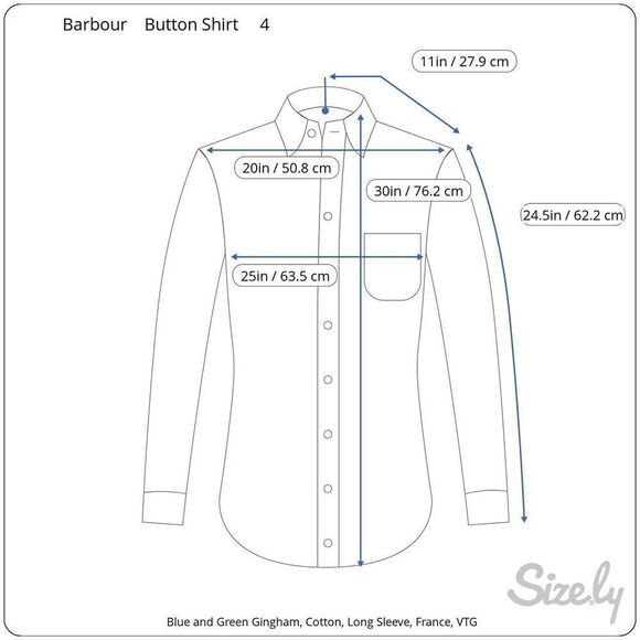 Barbour VTG Made in France Green Gingham Button Shirt Men’s XL Read - Picture 9 of 9